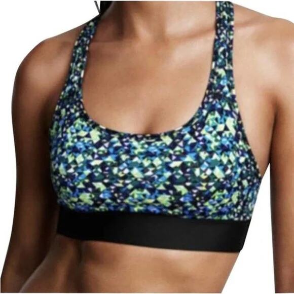Victoria's Secret Blue Green Geometric The Player Sports Bra Women's Size Medium - Picture 1 of 4